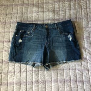 Time & Tru Mid-rise Shorts Size 16 Blue Distressed